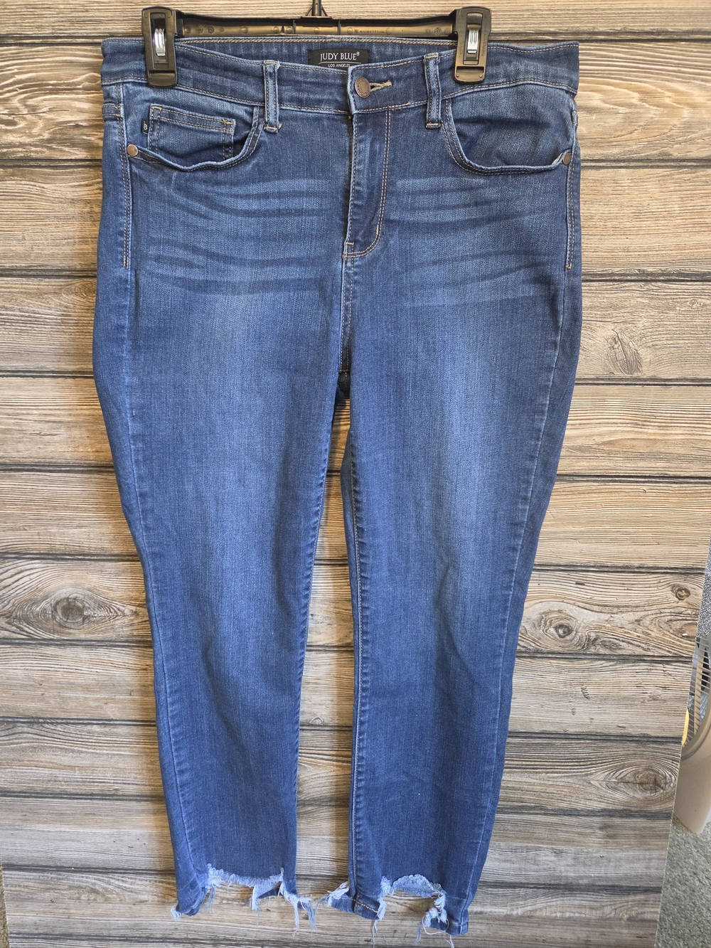 Judy Blue Women's Blue High-Rise Distressed Hem Jeans